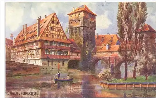 8500 NÜRNBERG, Henkersteg, Künstler-Karte Charles Flower, TUCK Oilette
