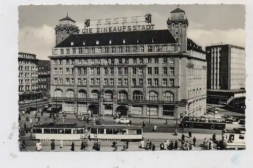 4300 ESSEN, Bahnhofsvorplatz, Handelshof, Strassenbahn, Omnibus, Oldtimer, Allianz-Haus, 1958