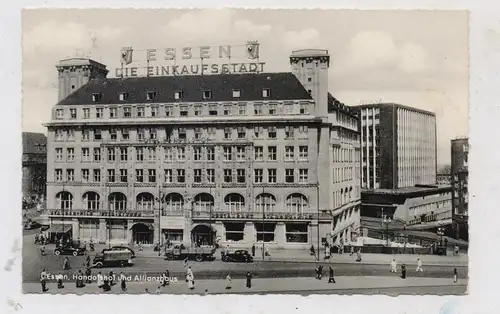 4300 ESSEN, Bahnhofsvorplatz, Handelshof "Die Stadt Essen begrüßt ihre Heimkehrer", Oldtimer, Allianz-Haus, 1956
