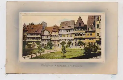 3200 HILDESHEIM, Alte Häuser am Andreasplatz, 1909, Passepartout-Karte