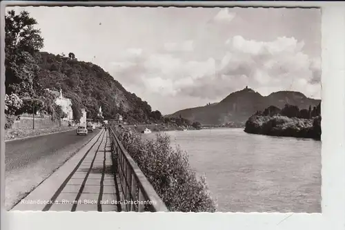 5480 REMAGEN - ROLANDSECK, Rheinpromenade mit Blick auf den Drachenfels