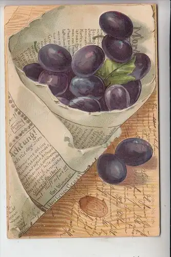 LANDWIRTSCHAFT - Pflaumen / Plum / Prune / Prugna / Pruim / Ciruela - 1903 geprägt/embossed/relief