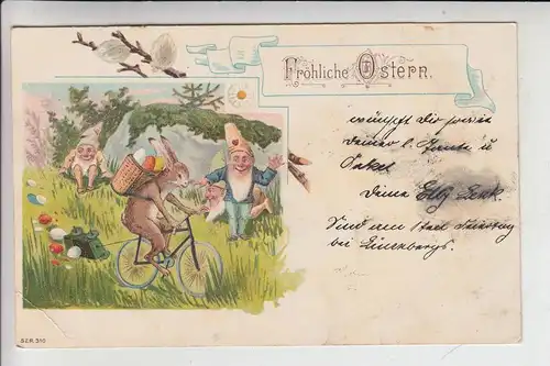 OSTEREN, Zwerge / Gnome , Hase mit Fahrrad1906, Eckknick AF