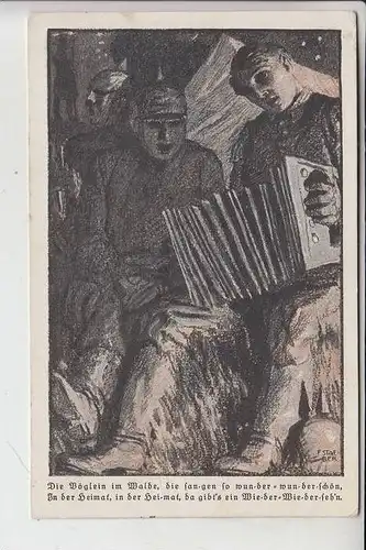 MILITÄR - 1.Weltkrieg, Musik, Künstler-Karte F. Staeber
