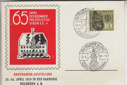 7100 HEILBRONN, Sonderpostkarte 65 jahre Heilbronner Philatelisten-Veriene, 1959