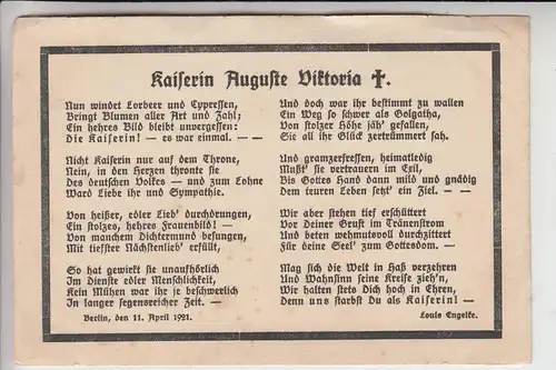 MONARCHIE - DEUTSCHLAND - Trauerkarte Kaiserin Auguste Viktoria