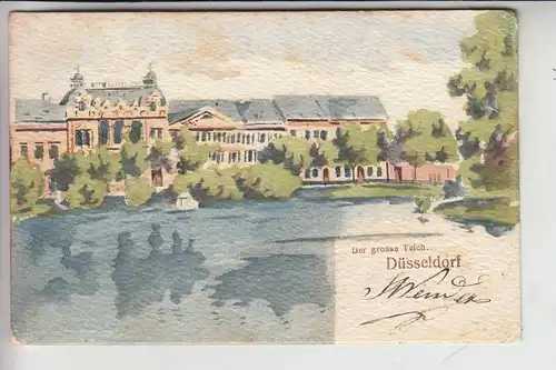 4000 DÜSSELDORF, Der grosse Teich, Künstler-Karte 1902, gelaufen nach Fentsch/Lothringen