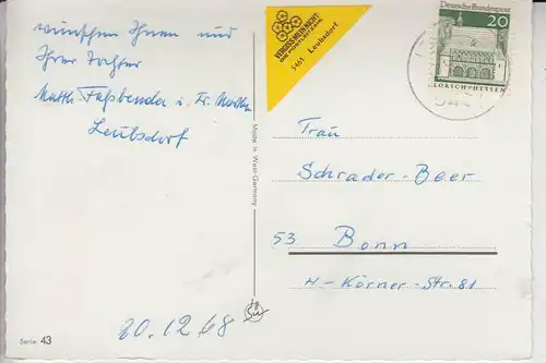 5460 LINZ - LEUBSDORF, POSTGESCHICHTE, PLZ-Label 1968