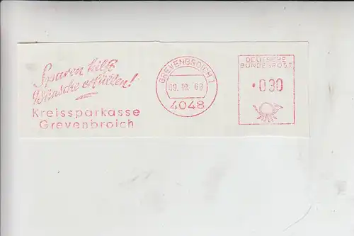 4048 GREVENBROICH, Freistempler 1968 Kreissparkasse Grevenbroich