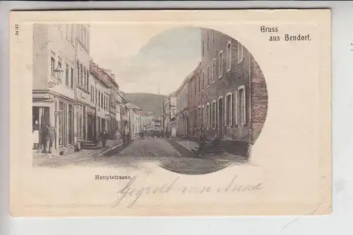 5413 BENDORF, Hauptstrasse, handcoloriert, frühe Karte - ungeteilte Rückseite, Briefmarke fehlt