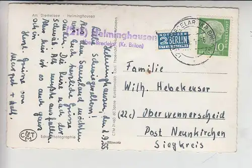 3538 MARSBERG - HELMINGHAUSEN, Am Diemelsee, Landpoststempel "21b Helminghausen über....." 1955