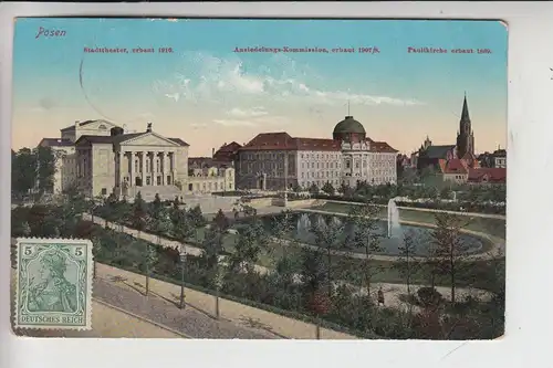 POSEN / POZNAN, Stadttheater / Aussiedlungs-Kommission / Paulikirche 1912