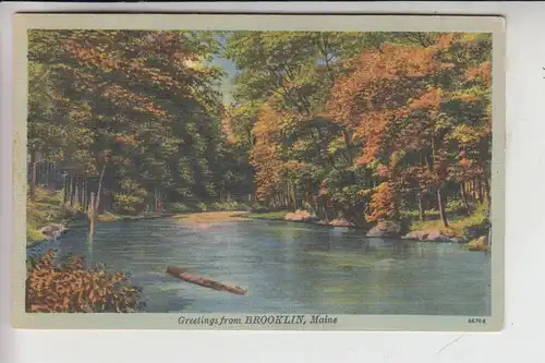 USA - MAINE - BROOKLIN, Greetings from.., 1948, Linen-card Tichnor
