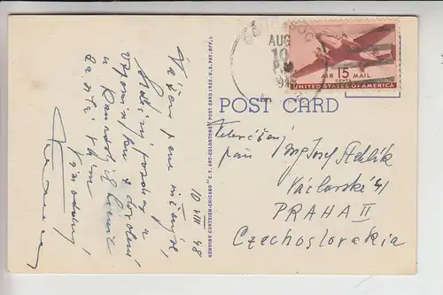 USA - MAINE - RANGELEY Lake Region, Overlooking Bemis on Mooselookmeguntic Lake, 1948, Linen card Teich