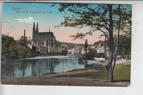 0-8900 GÖRLITZ, Blick auf Peterskirche und Neiße 1916