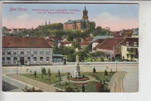4190 KLEVE, Hotel Verweyen, Lohengrin-Denkmal, Schwanenburg 1931, Briefmarke fehlt