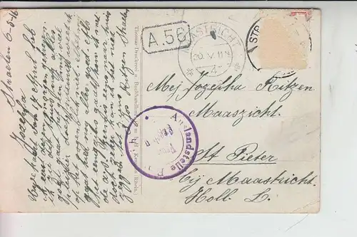 4172 STRAELEN, Bürgermeisteramt 1916, COLOR,  Briefmarke fehlt, Auslands-Zensur