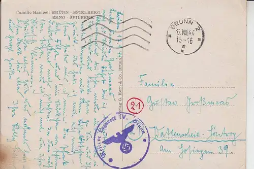 BÖHMEN & MÄHREN, BRÜNN, POSTGESCHICHTE, Maschinenstempel 1944, Reserve Lazarett IV, Brünn