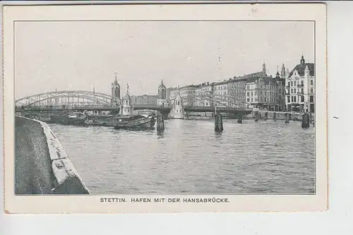 POMMERN - STETTIN - Hafen mit der Hansabrücke