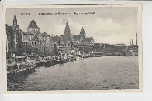 POMMERN - STETTIN - Szczecin, Hafenpartie mit Museum & Regierungsgebäude