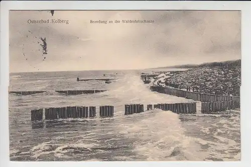 POMMERN - KOLBERG - Kolobrzeg, Brandung an der Waldenfelsschanze, 1915