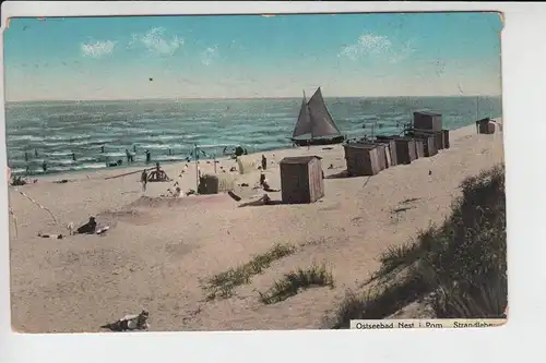 POMMERN - NEST - Uniescie, Strandleben 1919 - color - Briefmarke fehlt
