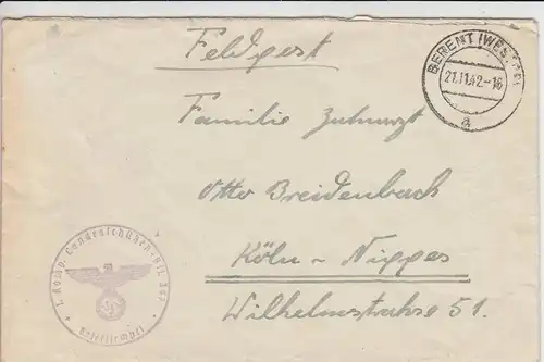 WESTPREUSSEN - BERENT - Feldpostbrief 2.Weltkrieg 1942