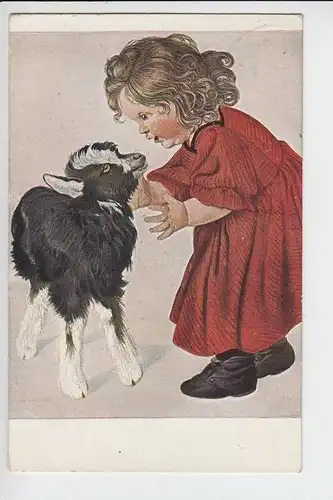 TIERE - ZIEGEN-Geiten-Goats-Chevres - mit Kind, Künstler-Postkarte "DIE JUGEND" G.Pfeiffer-Kohrt
