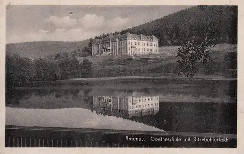 0-6300 ILMENAU, Goetheschule mit Ritzebühlerteich