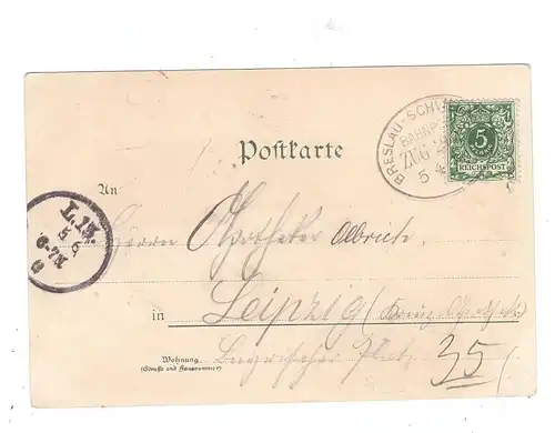 NIEDER-SCHLESIEN - ZOBTEN am Berge / SOBOTKA, Lithographie 1900, Restauration, Kirche, Schloß Gorkau, Bahnpost