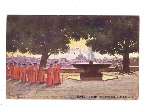 I 00100 ROMA, Veduta dall'Accademia di Francia, Künstler Adimondi, russische Frankatur, 1912