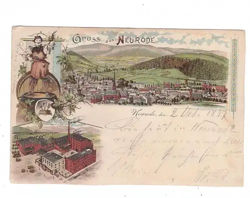 NIEDER-SCHLESIEN - NEURODE / NOWA RUDA, Lithographie 1897, Stadtbrauerei Rother, Stadtansicht