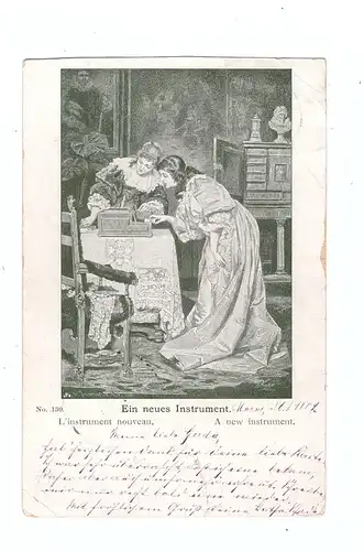 MUSIK - Grammophon, "Ein neues Instrument", A new instrument / L'instrument nouveau, 1902, kl. Eckknick