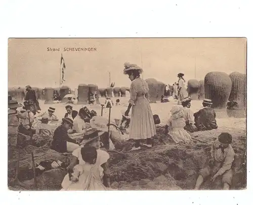 SCHEVENINGEN - Strand, geanimeerd, 1918