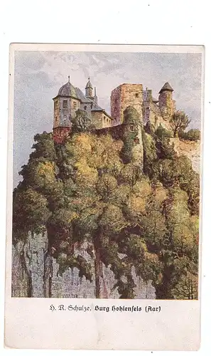 6251 MUDERSHAUSEN, Burg Hohlenfels, Künstler-Karte Schulze