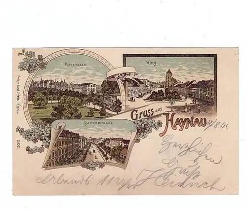 NIEDER-SCHLESIEN - HAYNAU / CHOJNOW, (Liegnitz) Lithographie, Parkstrasse, Gartenstrasse, Ring