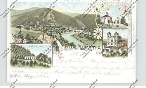 NIEDER-SCHLESIEN - WARTHA / BARDO, Lithographie, Schöne Aussicht, Marienkapelle, Wallfahrtskirche, Ortsansicht
