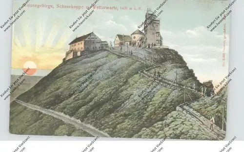 NIEDER-SCHLESIEN - SCHNEEKOPPE / SNEZKA, Schneekoppe und Wetterwarte bei Sonnenaufgang