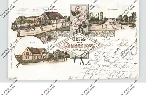 NIEDER-SCHLESIEN - MALLMITZ-GIRBIGSDORF / MALOMICE-BOBRZANY, Lithographie, Gasthaus, Schule, Dorfstrasse