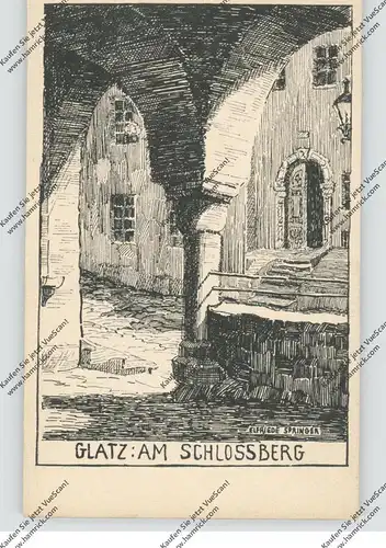 NIEDER-SCHLESIEN - GLATZ / KLODZKO, Am Schlossberg, Künstler-Karte Elfriede Springer