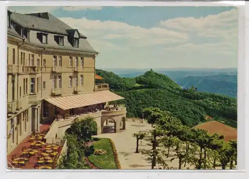 5330 KÖNIGSWINTER, Hotel Petersberg, Blick von der Terrasse auf Drachenfels, Drachenburg und Rhein, 1959