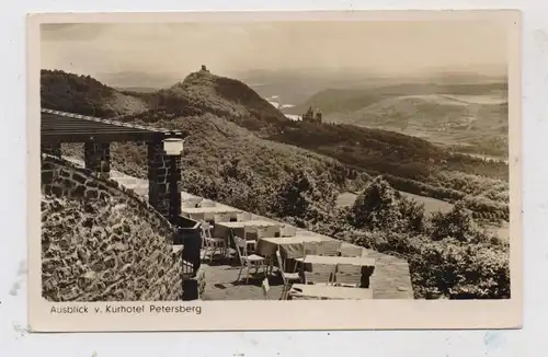 5330 KÖNIGSWINTER, Kurhotel Petersberg, Blick von der Terrasse auf Drachenfels, Drachenburg und Rhein, 1936