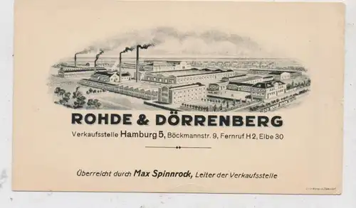 4000 DÜSSELDORF - OBERKASSEL, Vertreterkarte Rohde & Dörrenberg