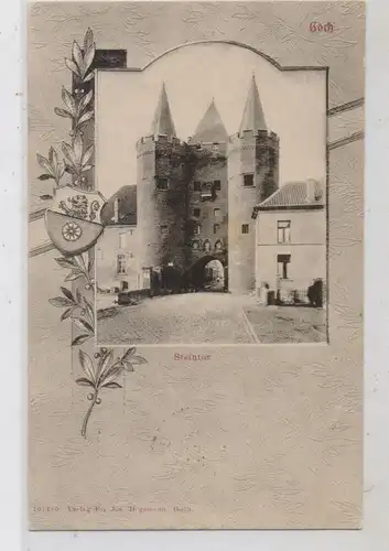 4180 GOCH, Steintor im Passepartoutrahmen, Stadtwappen, 1906