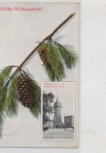 6000 FRANKFURT, Weihnachts-Karte, Eschenheimer Turm, 1908