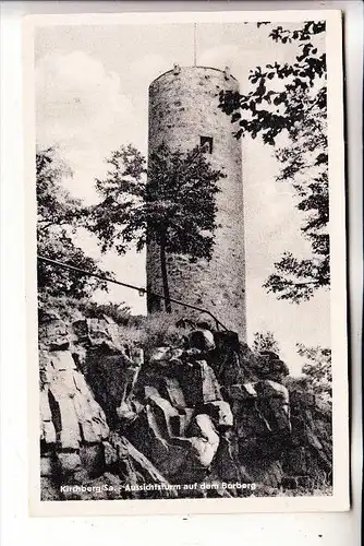 0-9512 KIRCHBERG, Aussichtsturm auf dem Borberg, Landpoststempel "Wolfersgrün über Zwickau", 1958