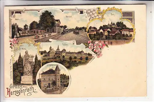 5120 HERZOGENRATH, Lithographie 1901, Bahnhof, Moses, Rolduc, Burg, Villa Bicheroux