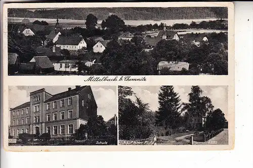0-9000 CHEMNITZ - MITTELBACH, Panorama, Schule, Adolf-Hitler-Platz, 1945