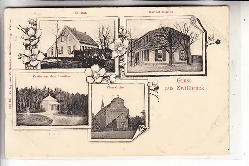 4426 VREDEN - ZWILLBROCK, Gruss aus.., Zollamt / Grenze, Gasthof Reirink, Pfarrkirche, Drostler, 1909