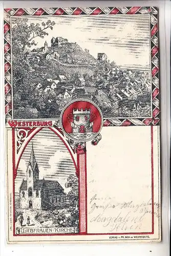 5438 WESTERBURG, Künstler-Karte Liebfrauen-Kirche & Panorama, 1900